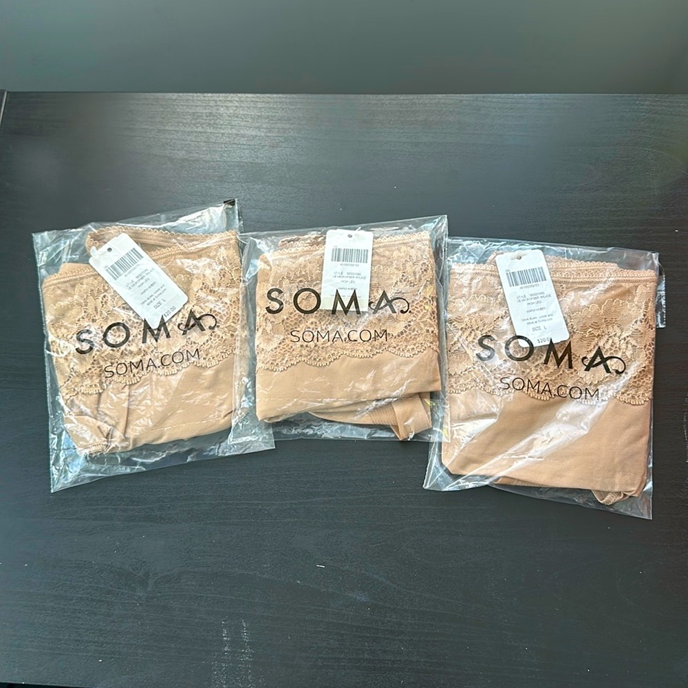SOMA 3 pair panty- microfiber high leg -warm amber-  size large